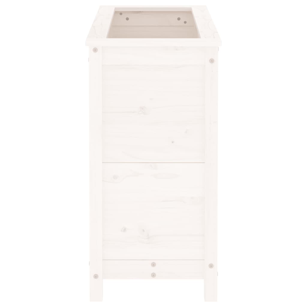 Utendørs Blomsterkasse Plantekasse Tre Hvit 82,5x40x78 cm heltre furu