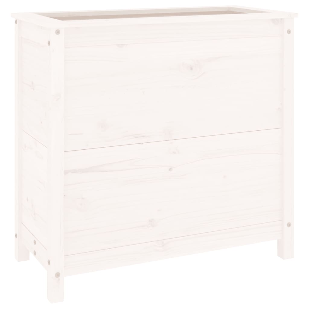 Utendørs Blomsterkasse Plantekasse Tre Hvit 82,5x40x78 cm heltre furu