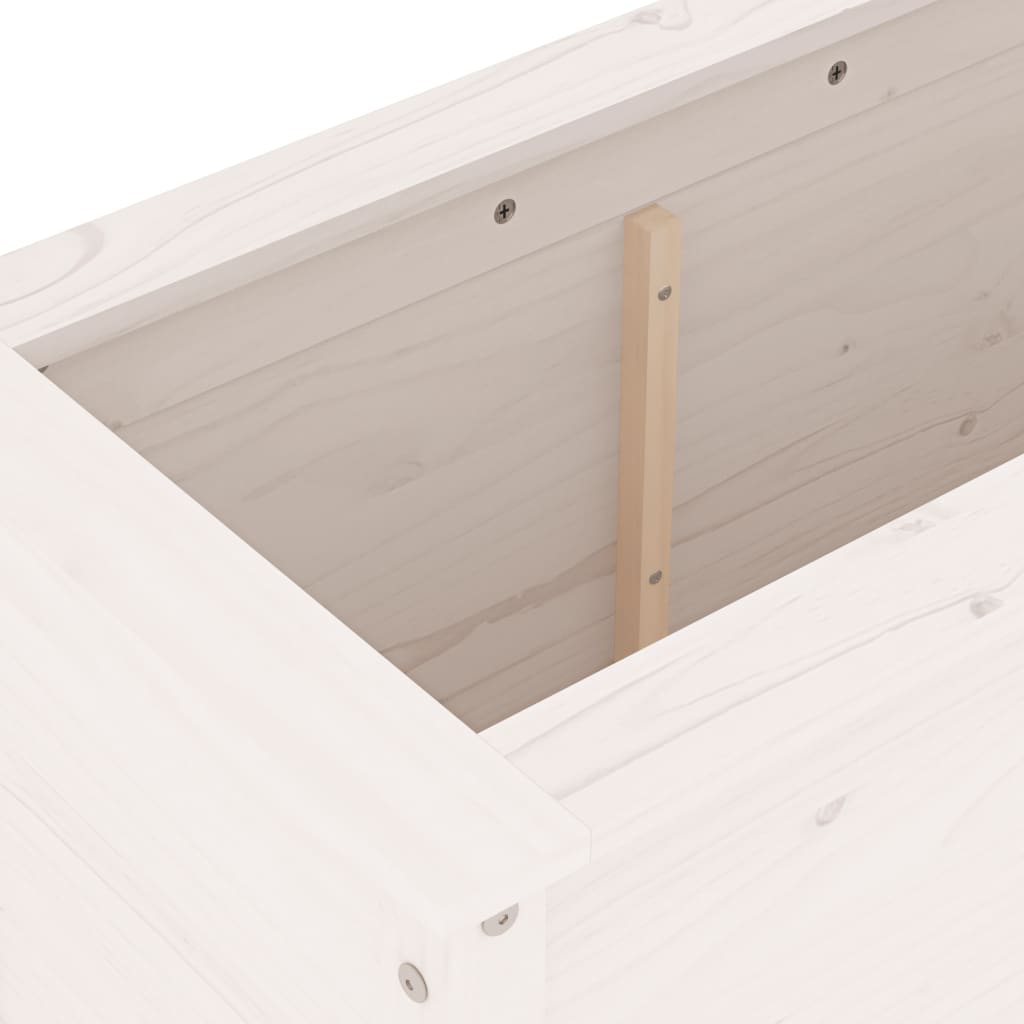 Utendørs Blomsterkasse Plantekasse Tre Hvit 82,5x40x78 cm heltre furu