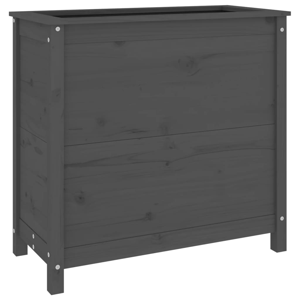 Utendørs Blomsterkasse Plantekasse Tre Grå 82,5x40x78 cm heltre furu