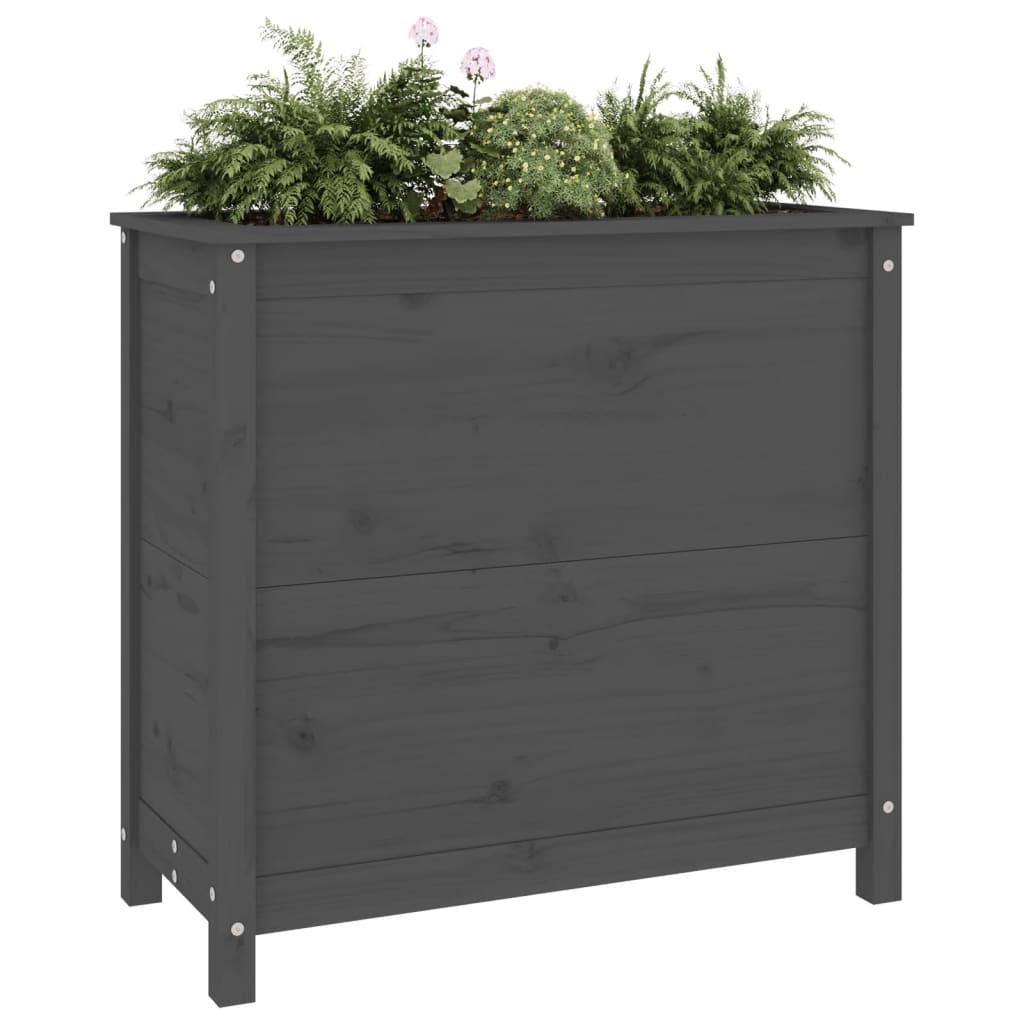 Utendørs Blomsterkasse Plantekasse Tre Grå 82,5x40x78 cm heltre furu