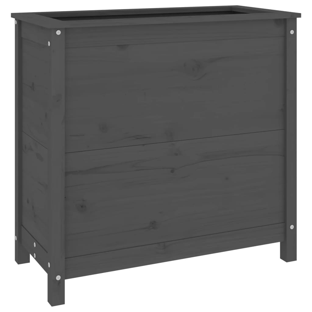 Utendørs Blomsterkasse Plantekasse Tre Grå 82,5x40x78 cm heltre furu