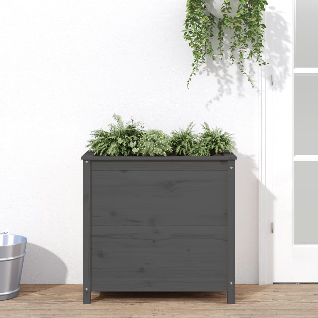 Utendørs Blomsterkasse Plantekasse Tre Grå 82,5x40x78 cm heltre furu