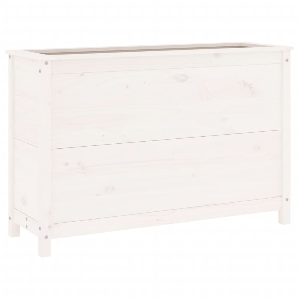Utendørs Blomsterkasse Plantekasse Tre for hage Hvit 119,5x40x78 cm heltre furu