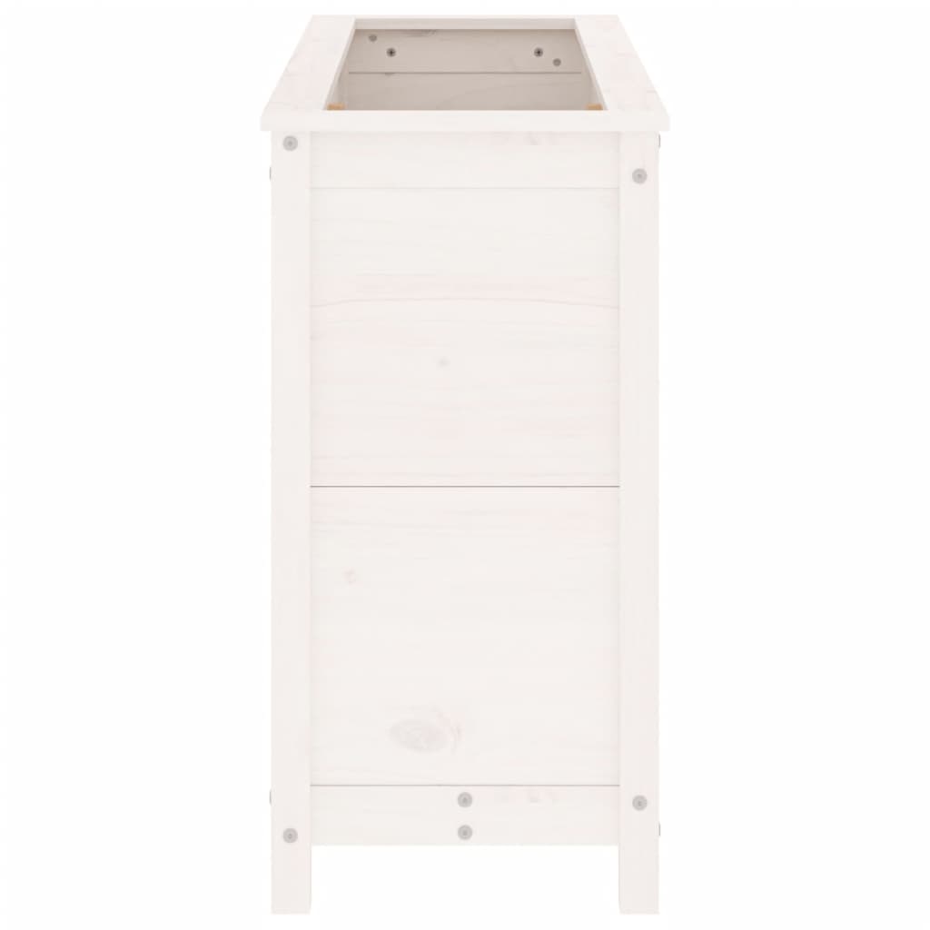 Utendørs Blomsterkasse Plantekasse Tre for hage Hvit 119,5x40x78 cm heltre furu