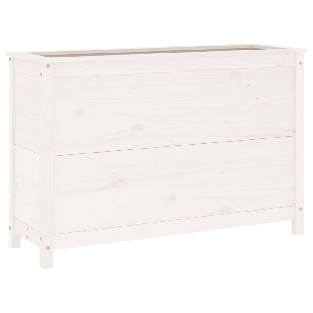 Utendørs Blomsterkasse Plantekasse Tre for hage Hvit 119,5x40x78 cm heltre furu