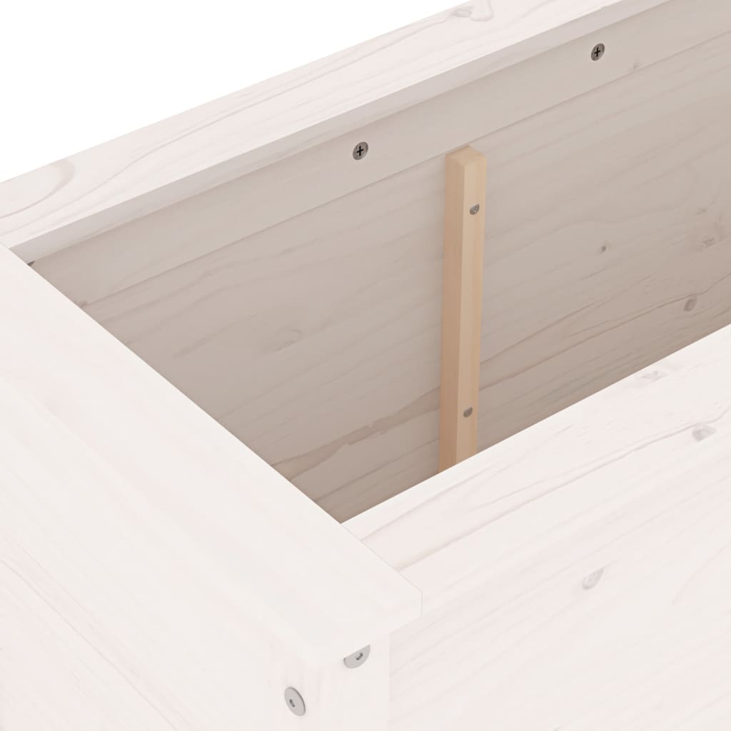 Utendørs Blomsterkasse Plantekasse Tre for hage Hvit 119,5x40x78 cm heltre furu