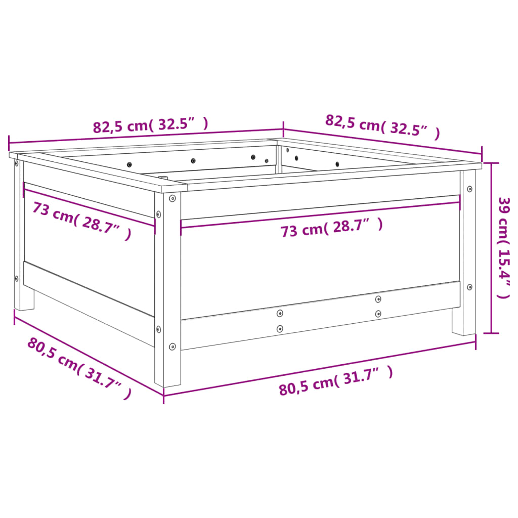 Utendørs Blomsterkasse Plantekasse Tre 82,5x82,5x39 cm heltre furu