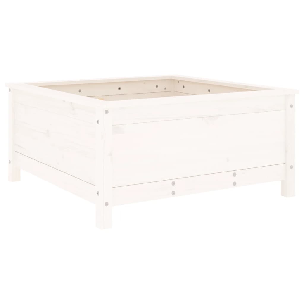 Utendørs Blomsterkasse Plantekasse Tre Hvit 82,5x82,5x39 cm heltre furu