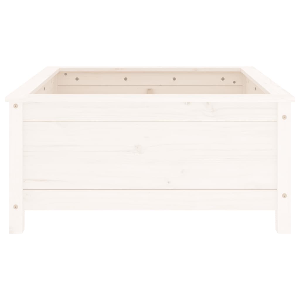 Utendørs Blomsterkasse Plantekasse Tre Hvit 82,5x82,5x39 cm heltre furu