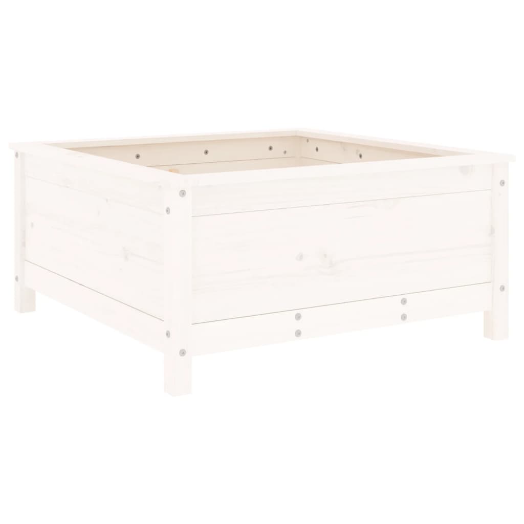 Utendørs Blomsterkasse Plantekasse Tre Hvit 82,5x82,5x39 cm heltre furu