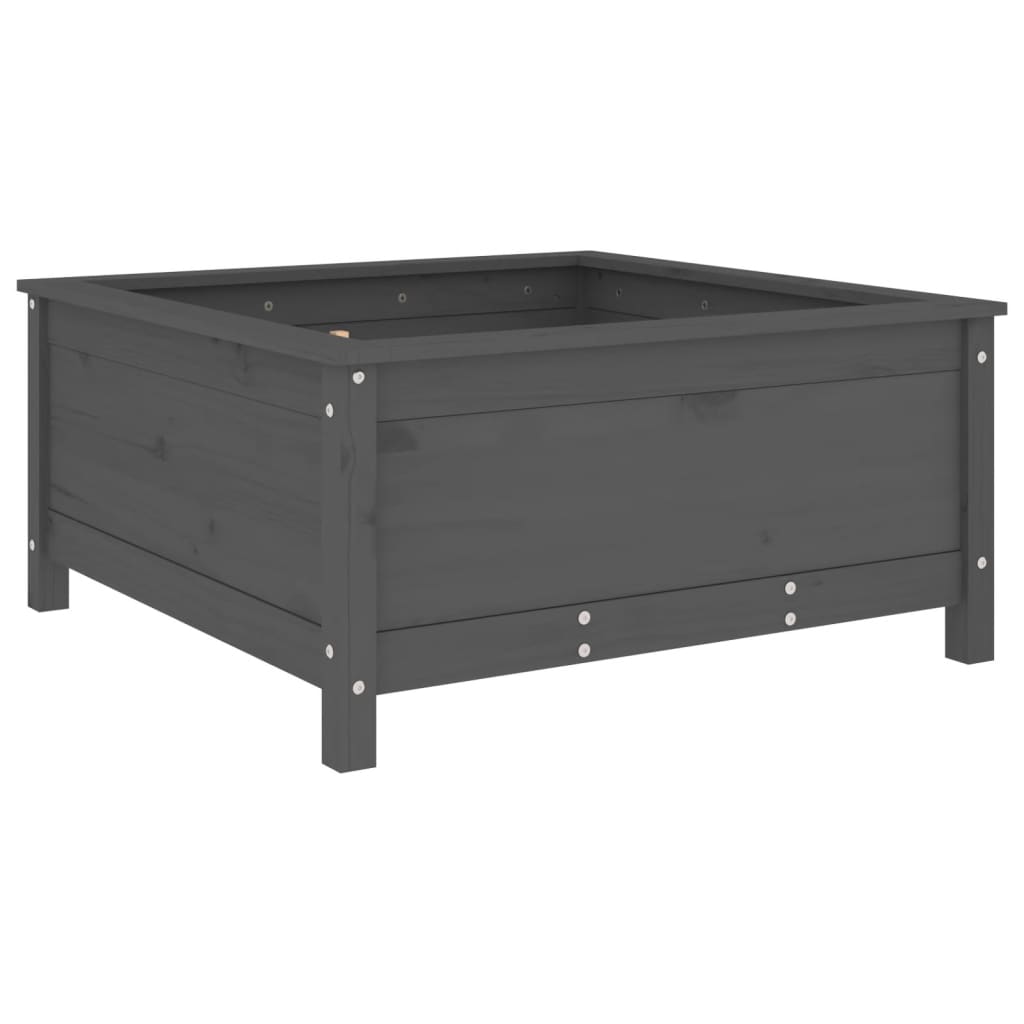 Utendørs Blomsterkasse Plantekasse Tre Grå 82,5x82,5x39 cm heltre furu