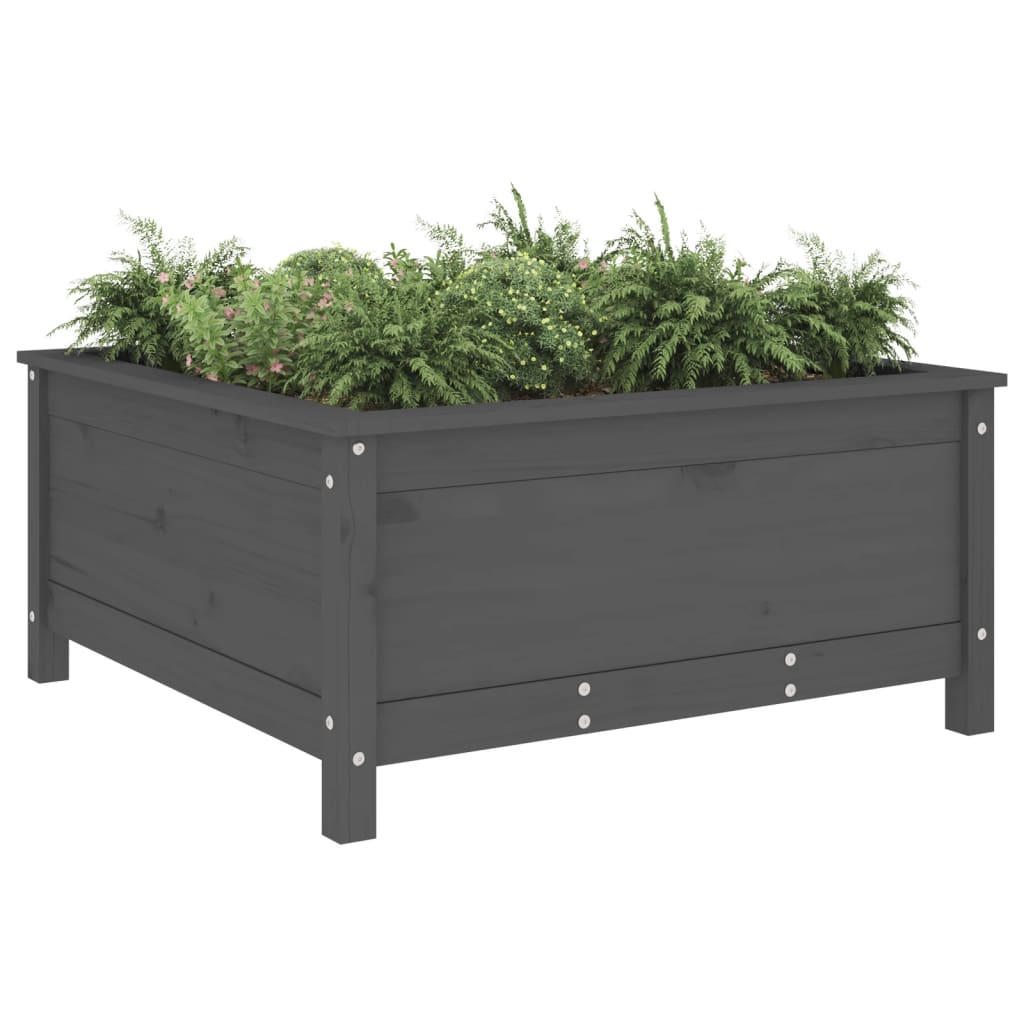 Utendørs Blomsterkasse Plantekasse Tre Grå 82,5x82,5x39 cm heltre furu