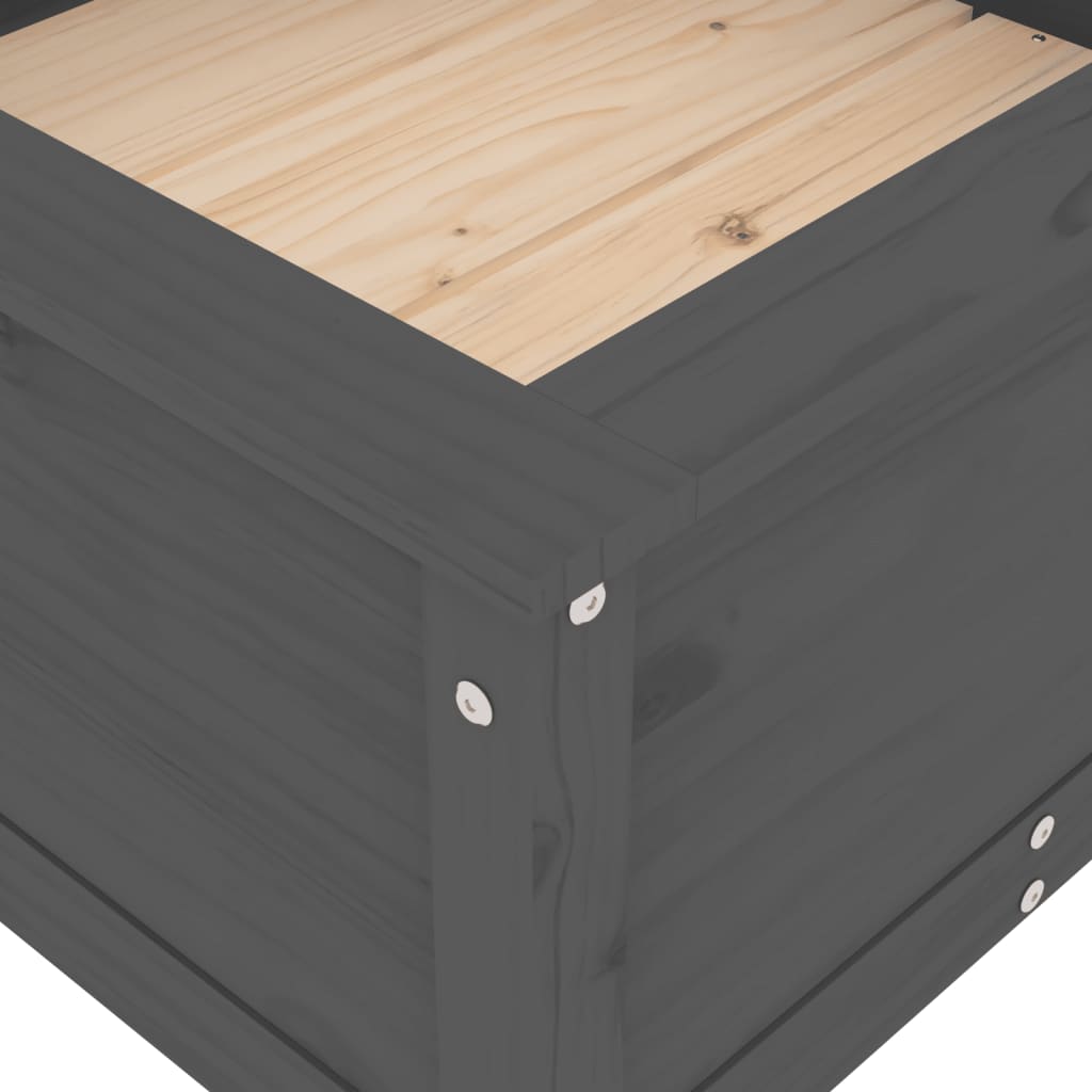 Utendørs Blomsterkasse Plantekasse Tre Grå 82,5x82,5x39 cm heltre furu