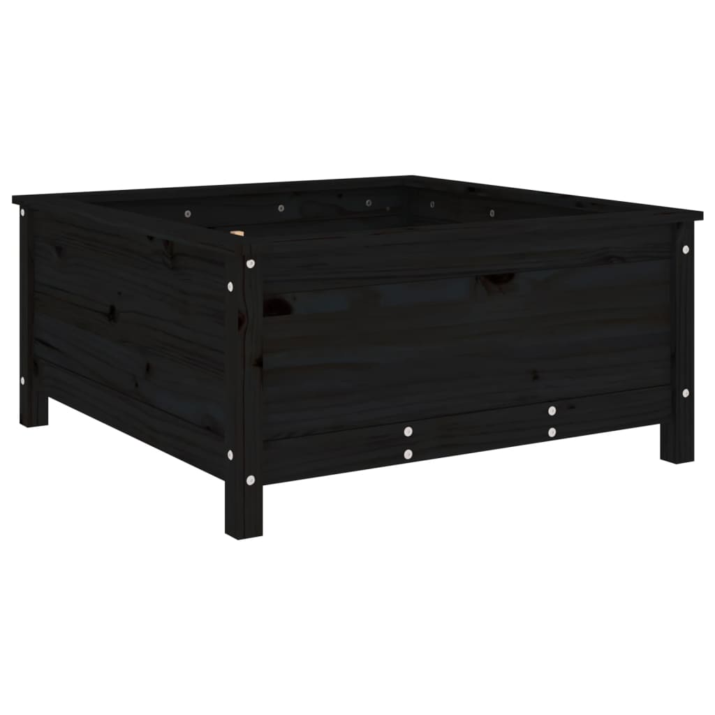 Utendørs Blomsterkasse Plantekasse Tre Svart 82,5x82,5x39 cm heltre furu