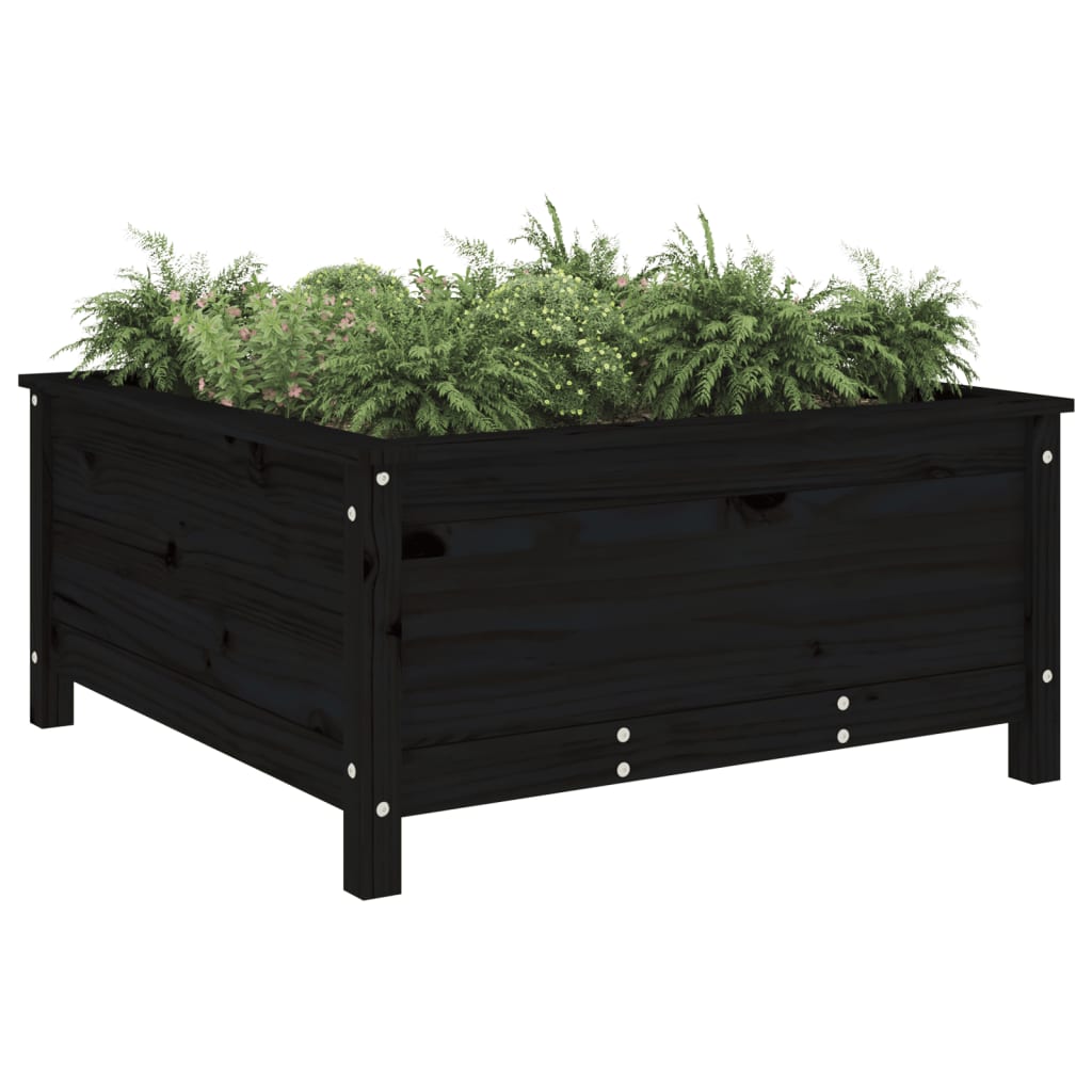 Utendørs Blomsterkasse Plantekasse Tre Svart 82,5x82,5x39 cm heltre furu