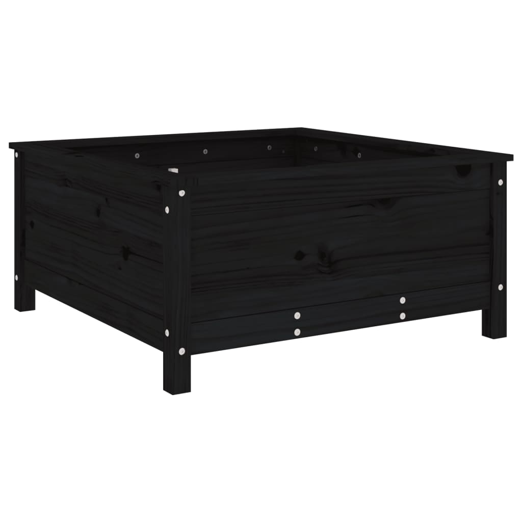 Utendørs Blomsterkasse Plantekasse Tre Svart 82,5x82,5x39 cm heltre furu