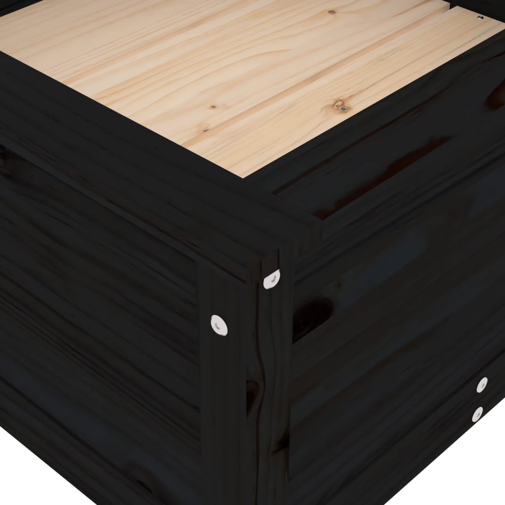 Utendørs Blomsterkasse Plantekasse Tre Svart 82,5x82,5x39 cm heltre furu