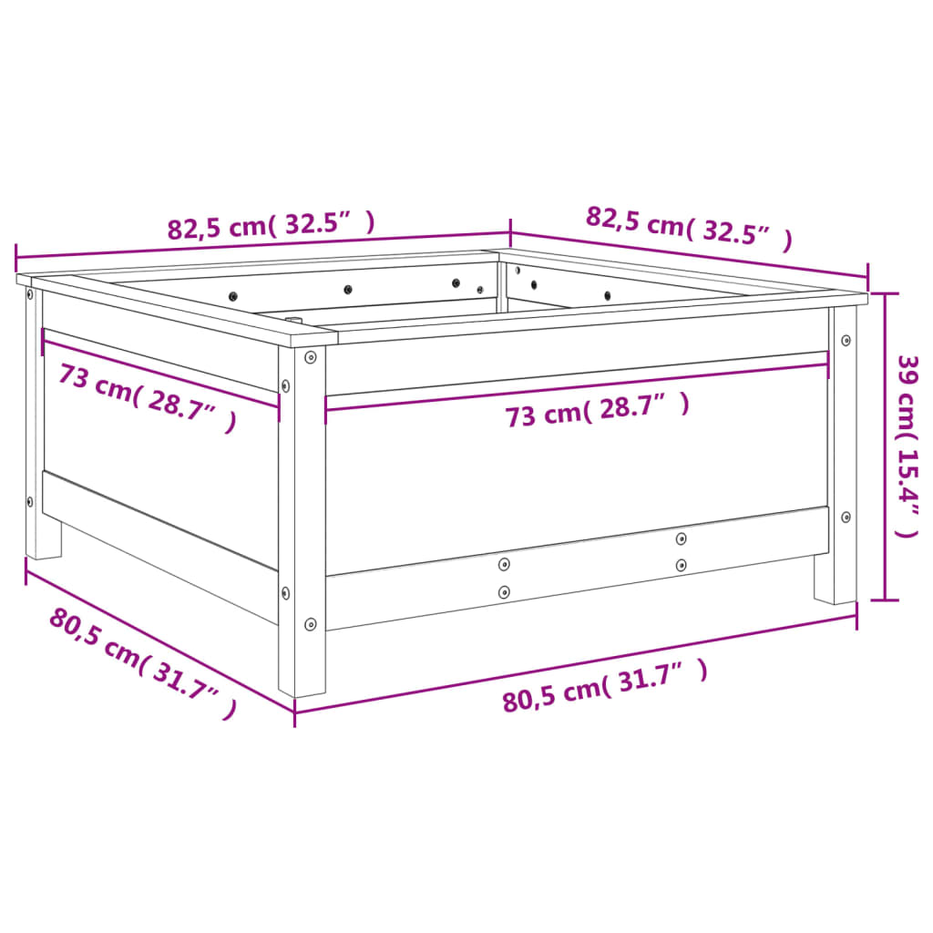 Utendørs Blomsterkasse Plantekasse Tre 82,5x82,5x39 cm heltre douglasgran