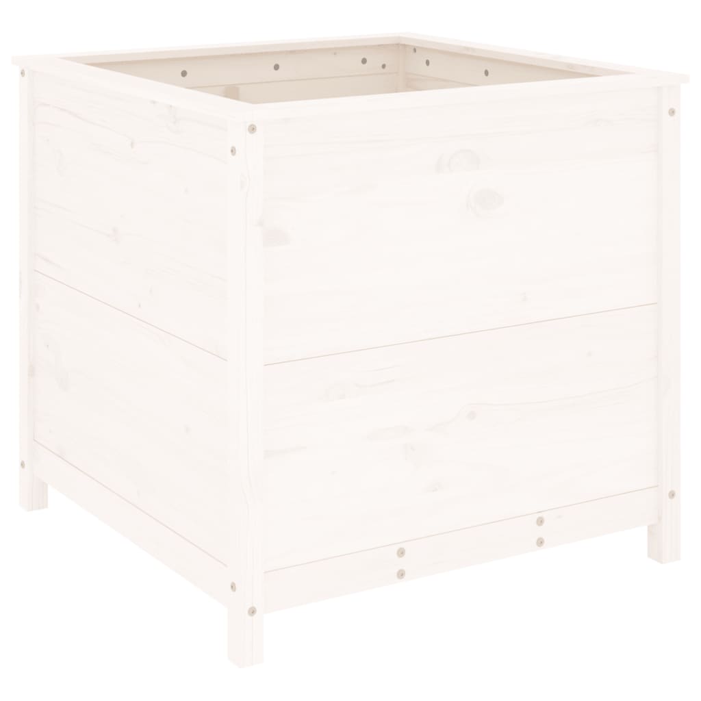 Utendørs Blomsterkasse Plantekasse Tre Hvit 82,5x82,5x78 cm heltre furu