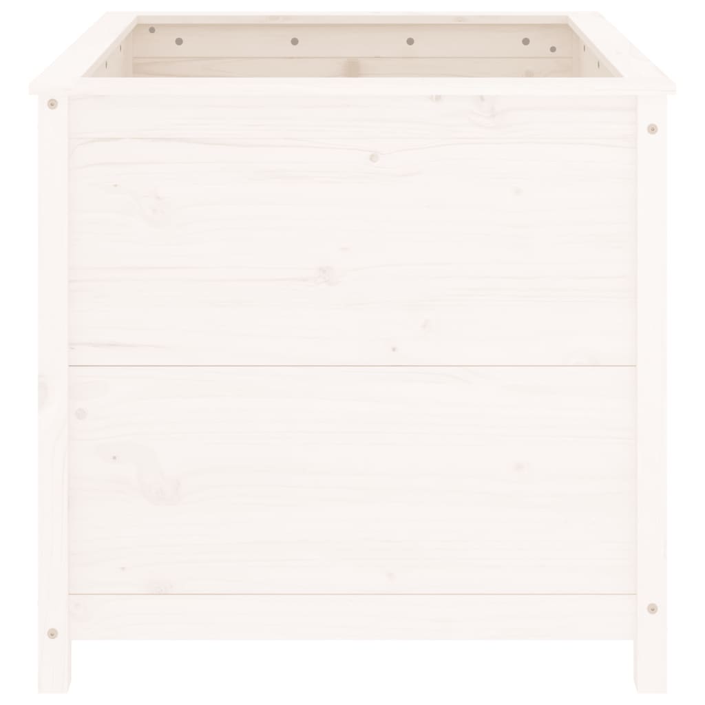 Utendørs Blomsterkasse Plantekasse Tre Hvit 82,5x82,5x78 cm heltre furu
