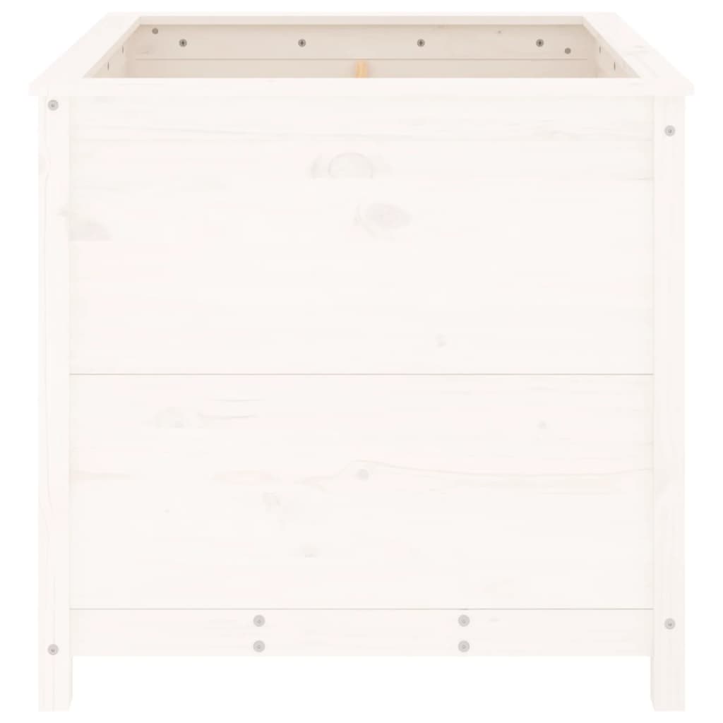 Utendørs Blomsterkasse Plantekasse Tre Hvit 82,5x82,5x78 cm heltre furu