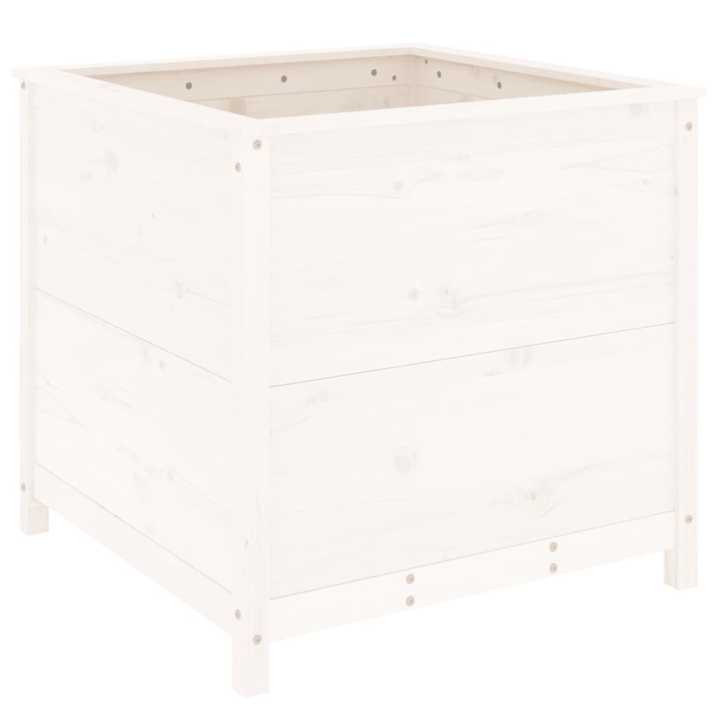 Utendørs Blomsterkasse Plantekasse Tre Hvit 82,5x82,5x78 cm heltre furu