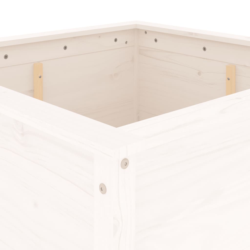 Utendørs Blomsterkasse Plantekasse Tre Hvit 82,5x82,5x78 cm heltre furu