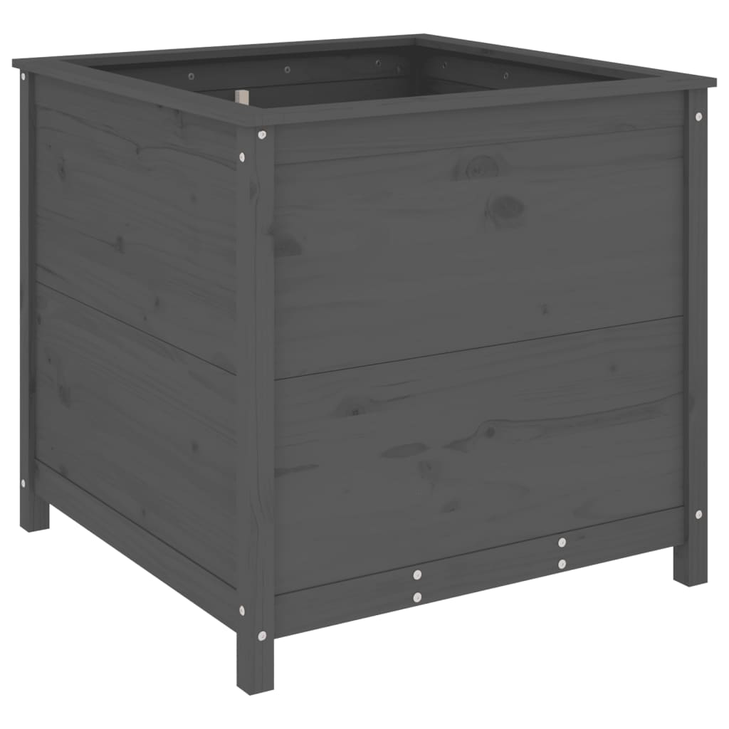 Utendørs Blomsterkasse Plantekasse Tre Grå 82,5x82,5x78 cm heltre furu