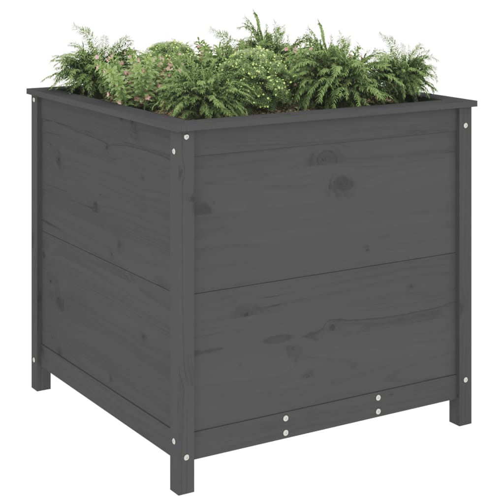 Utendørs Blomsterkasse Plantekasse Tre Grå 82,5x82,5x78 cm heltre furu