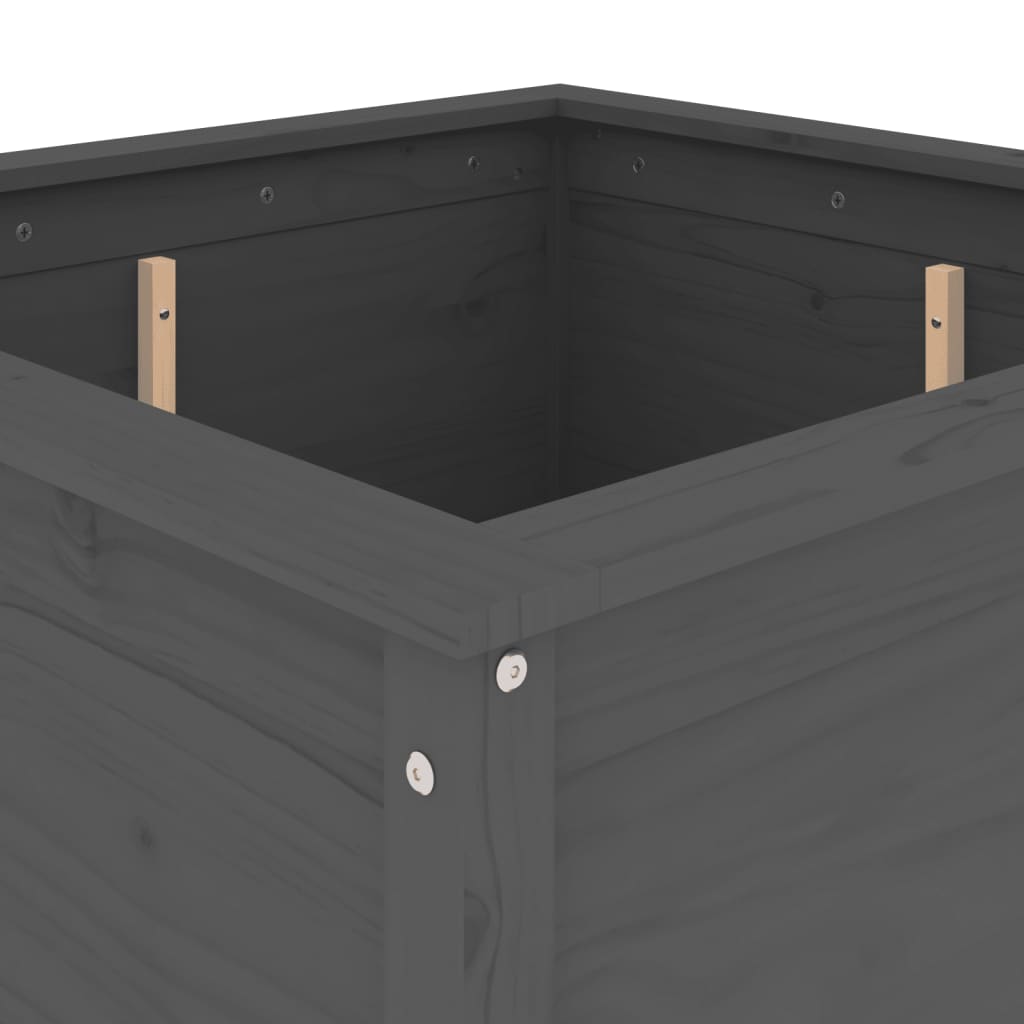 Utendørs Blomsterkasse Plantekasse Tre Grå 82,5x82,5x78 cm heltre furu