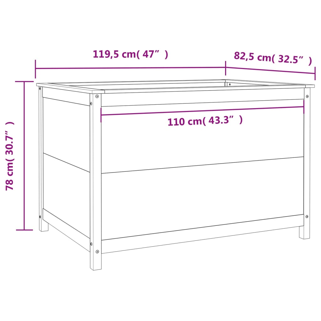 Utendørs Blomsterkasse Plantekasse Tre Grå 119,5x82,5x78 cm heltre gran