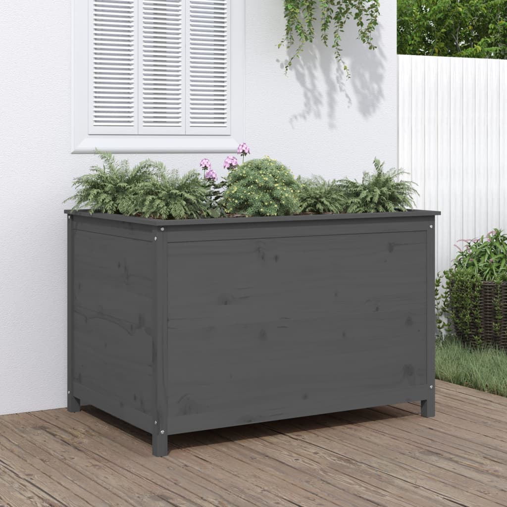 Utendørs Blomsterkasse Plantekasse Tre Grå 119,5x82,5x78 cm heltre gran