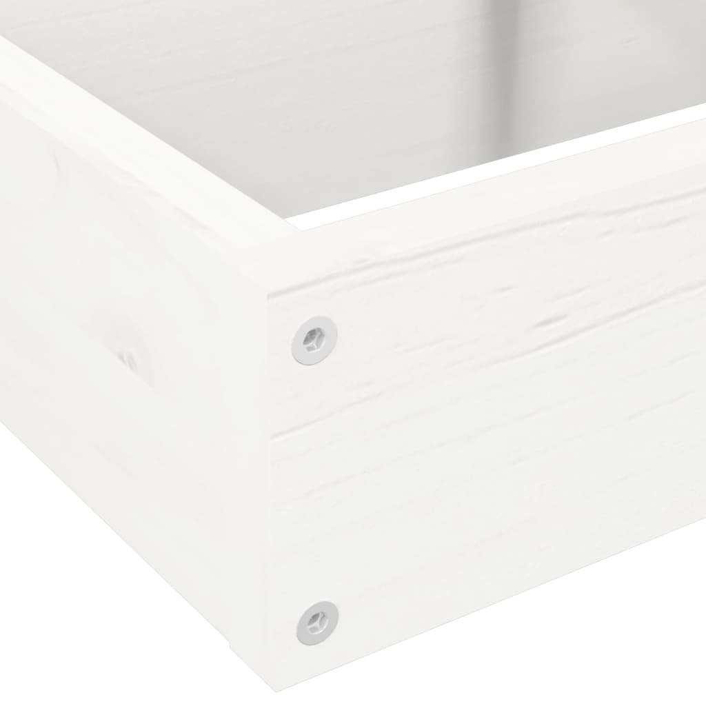 Utendørs Blomsterkasse Plantekasse Tre 4 etasjer 80,5x79x36 cm Hvit heltre furu