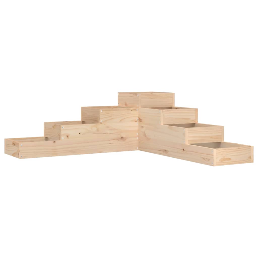 Utendørs Blomsterkasse Plantekasse Tre 4 etasjer 106x104,5x36 cm heltre furu