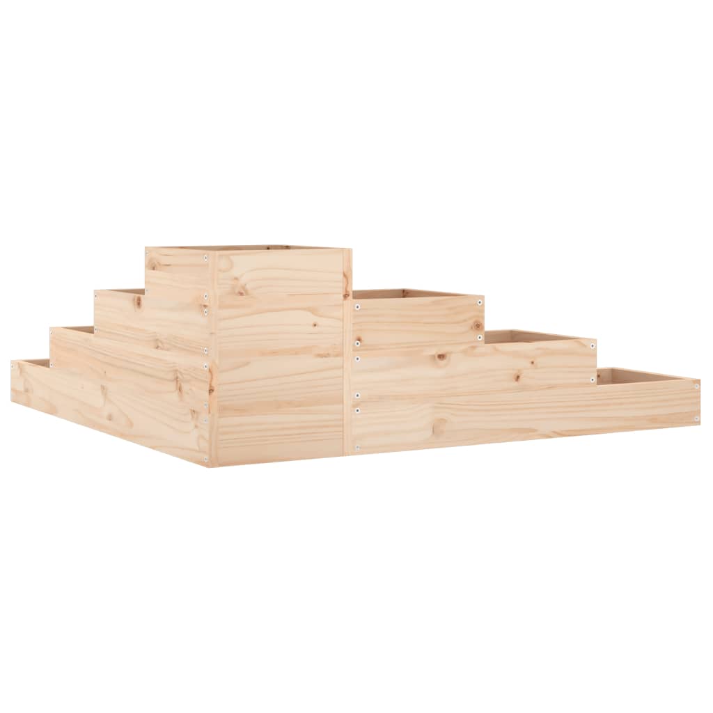 Utendørs Blomsterkasse Plantekasse Tre 4 etasjer 106x104,5x36 cm heltre furu