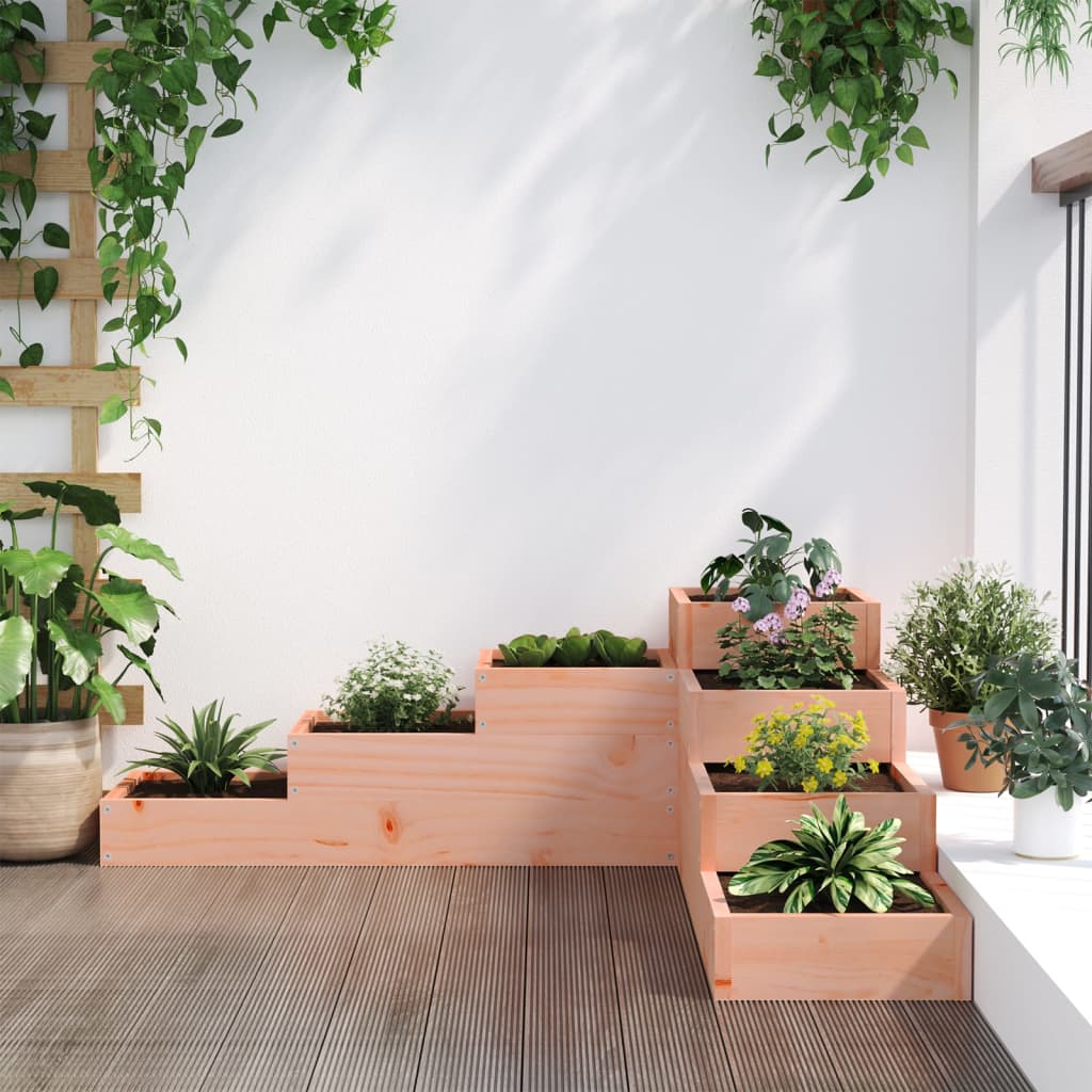 Utendørs Blomsterkasse Plantekasse Tre 4 etasjer 106x104,5x36 cm heltre douglasgran