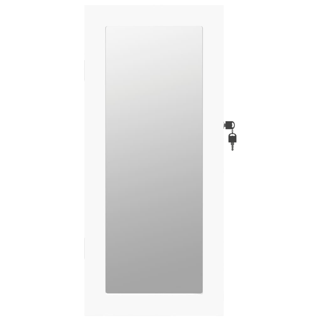 Smykkeskap Hvit Vegghengt med speil 30x8,5x67 cm