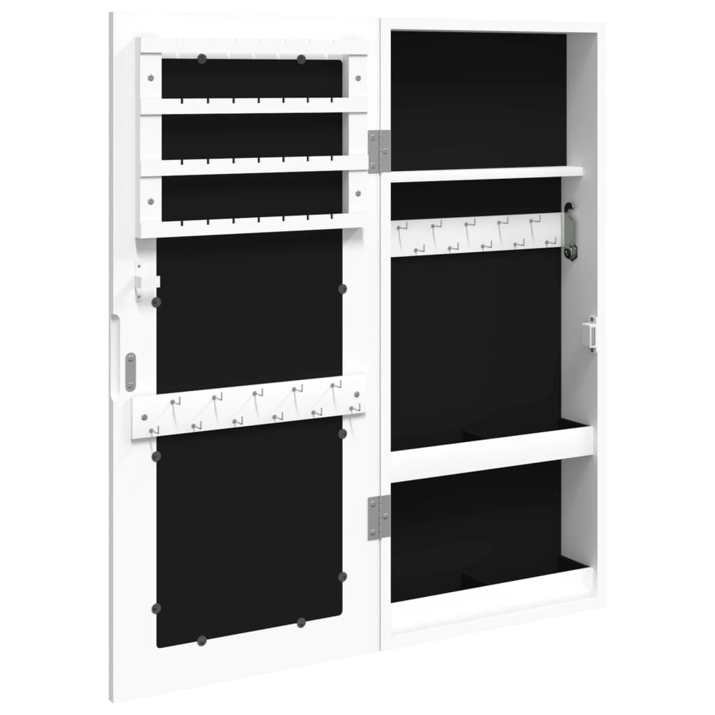 Smykkeskap Hvit Vegghengt med speil 30x8,5x67 cm