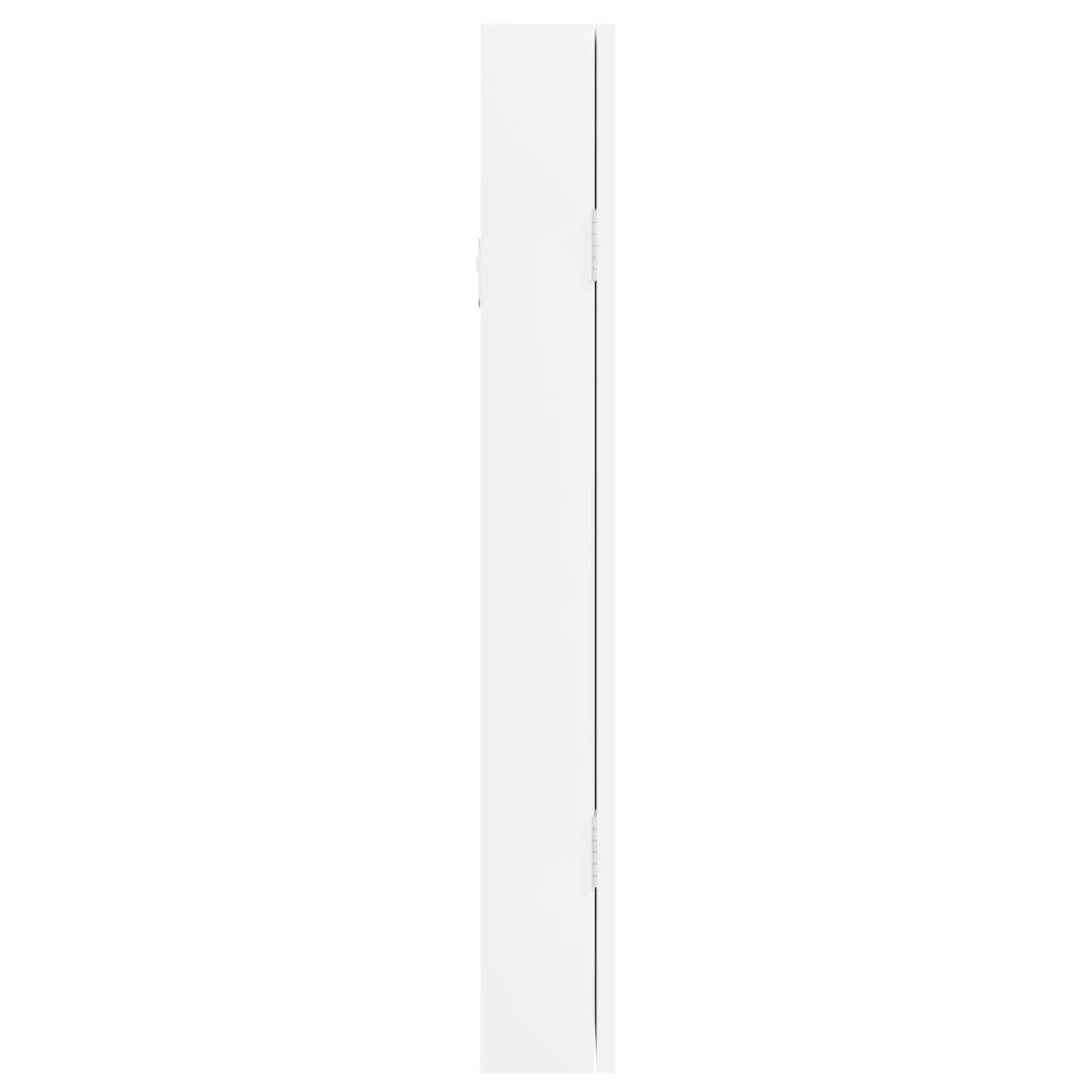 Smykkeskap Hvit Vegghengt med speil 30x8,5x67 cm