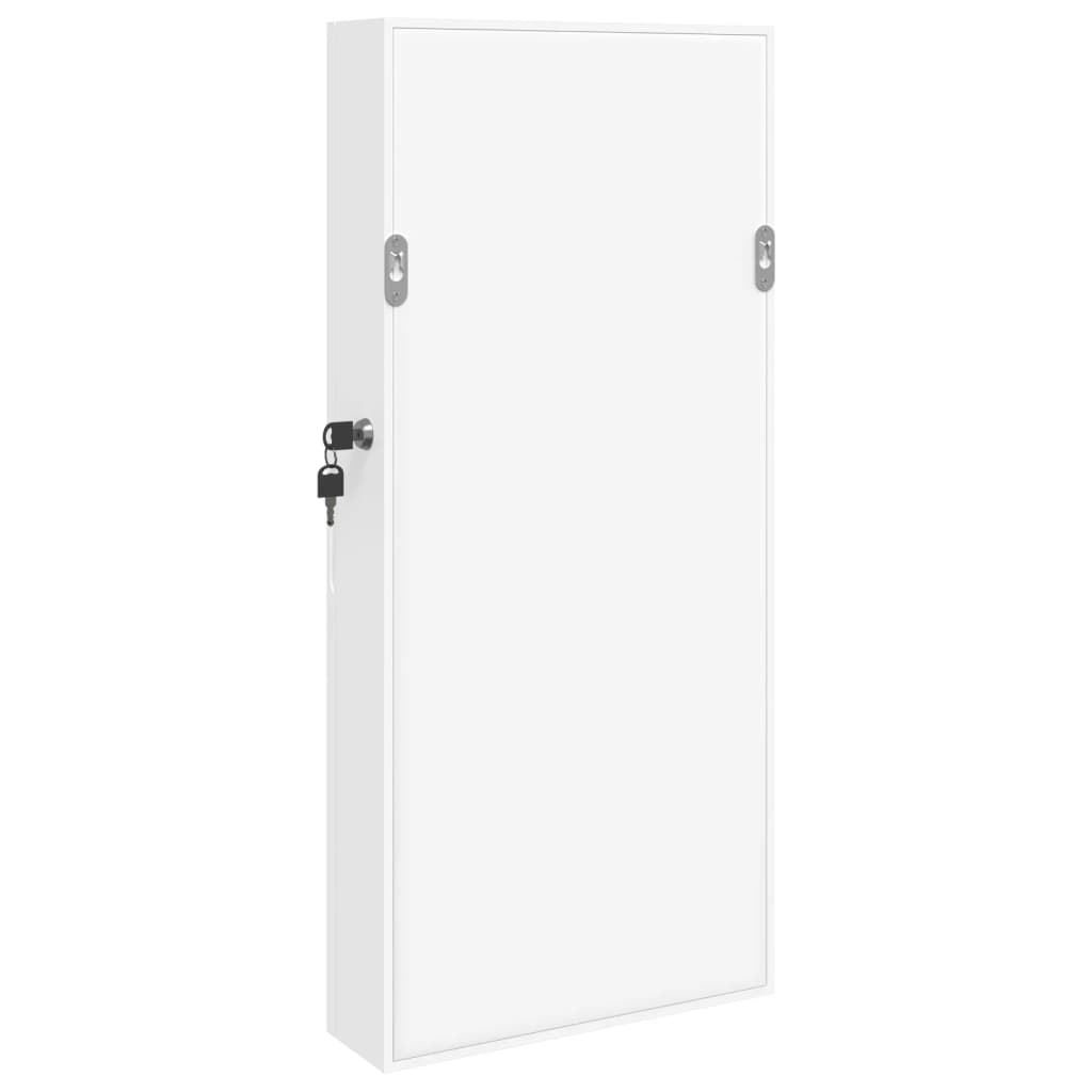 Smykkeskap Hvit Vegghengt med speil 30x8,5x67 cm