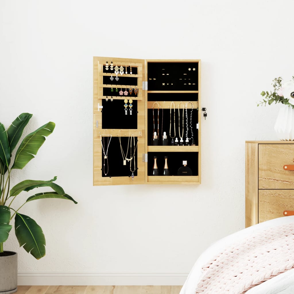 Smykkeskap Vegghengt med speil 30x8,5x67 cm