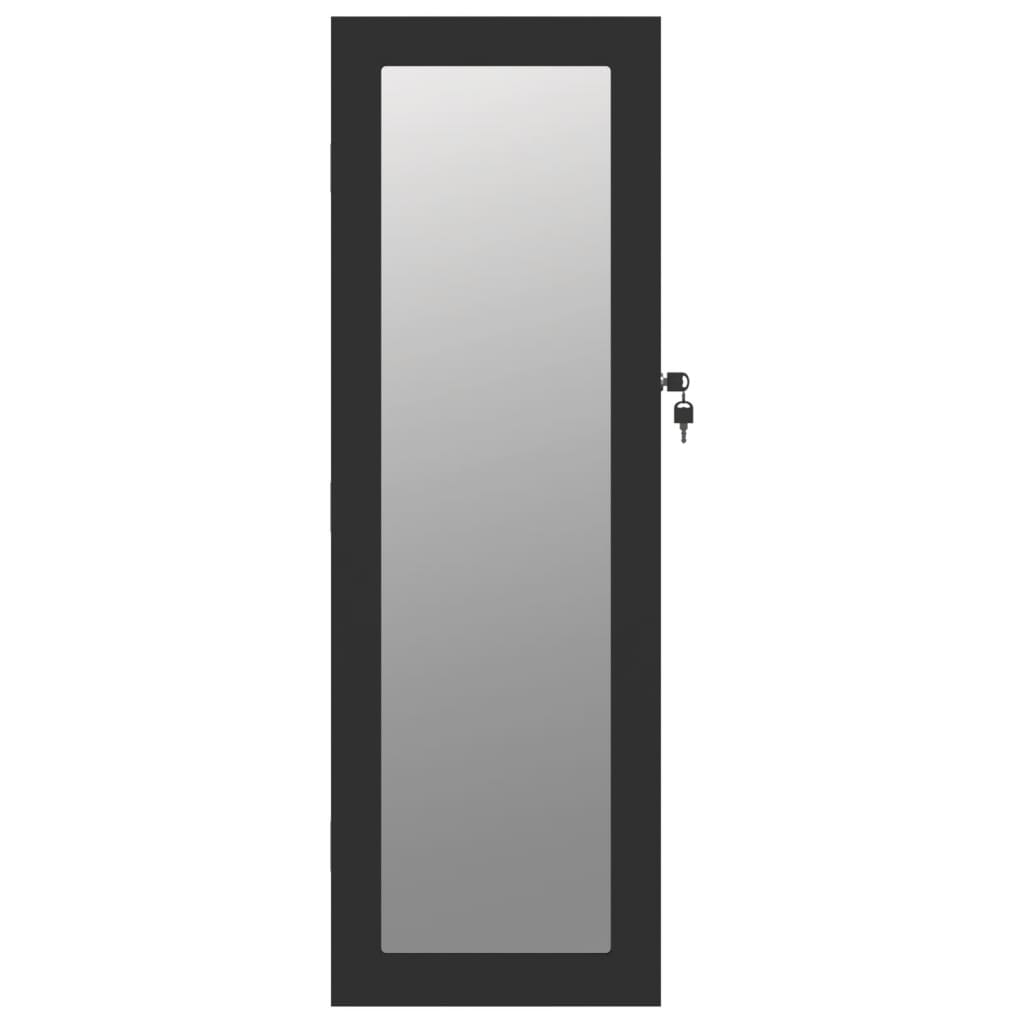 Smykkeskap Svart Vegghengt speil 30x8,5x90 cm