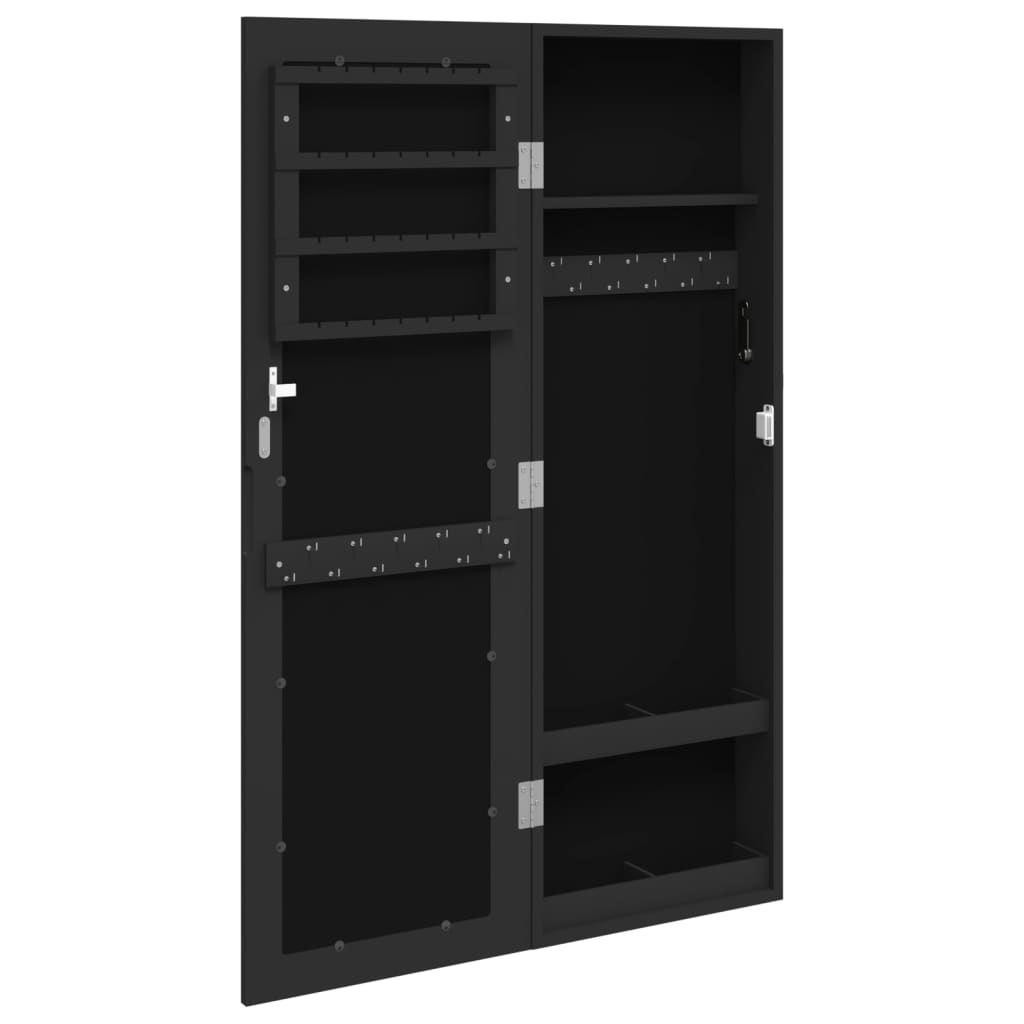 Smykkeskap Svart Vegghengt speil 30x8,5x90 cm