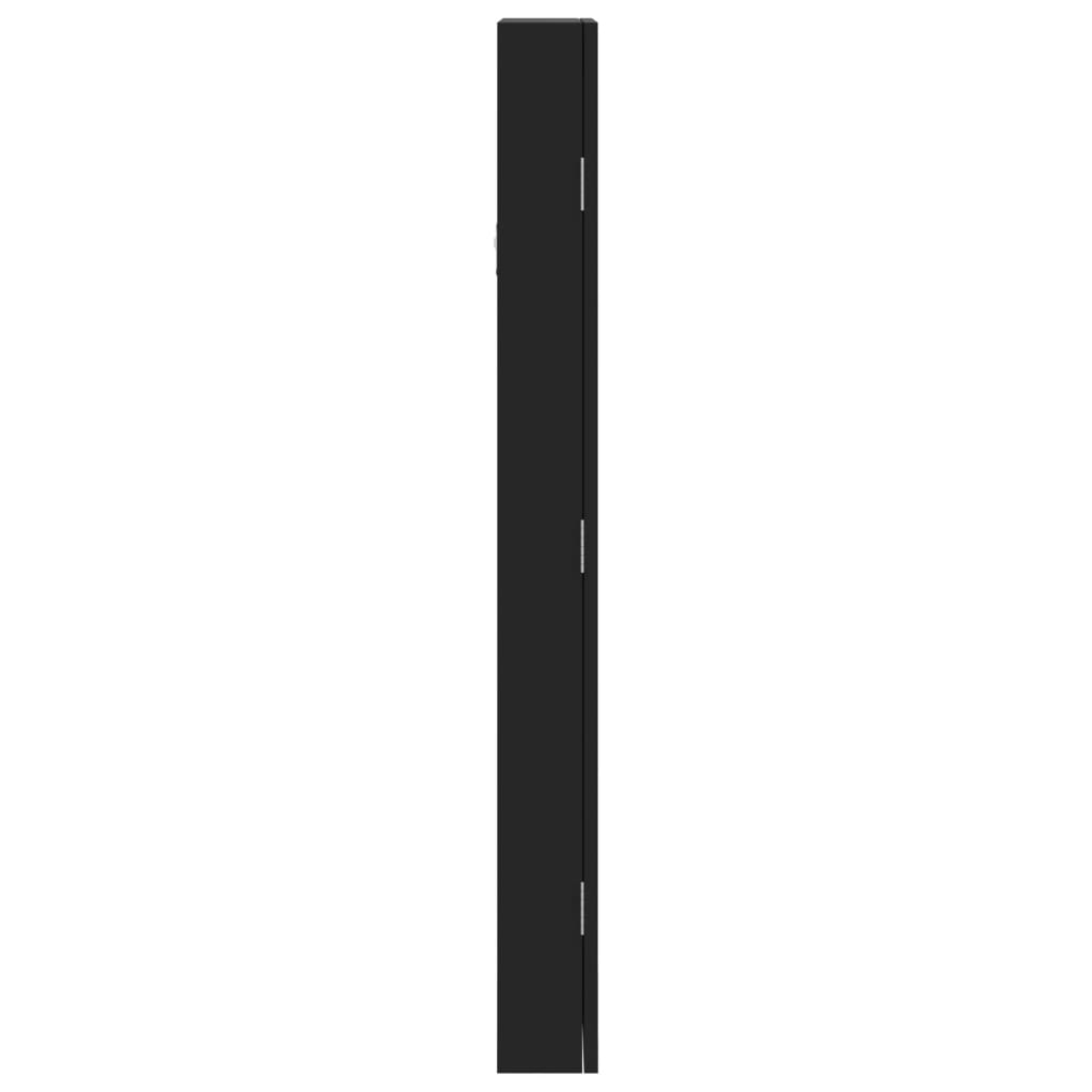 Smykkeskap Svart Vegghengt speil 30x8,5x90 cm