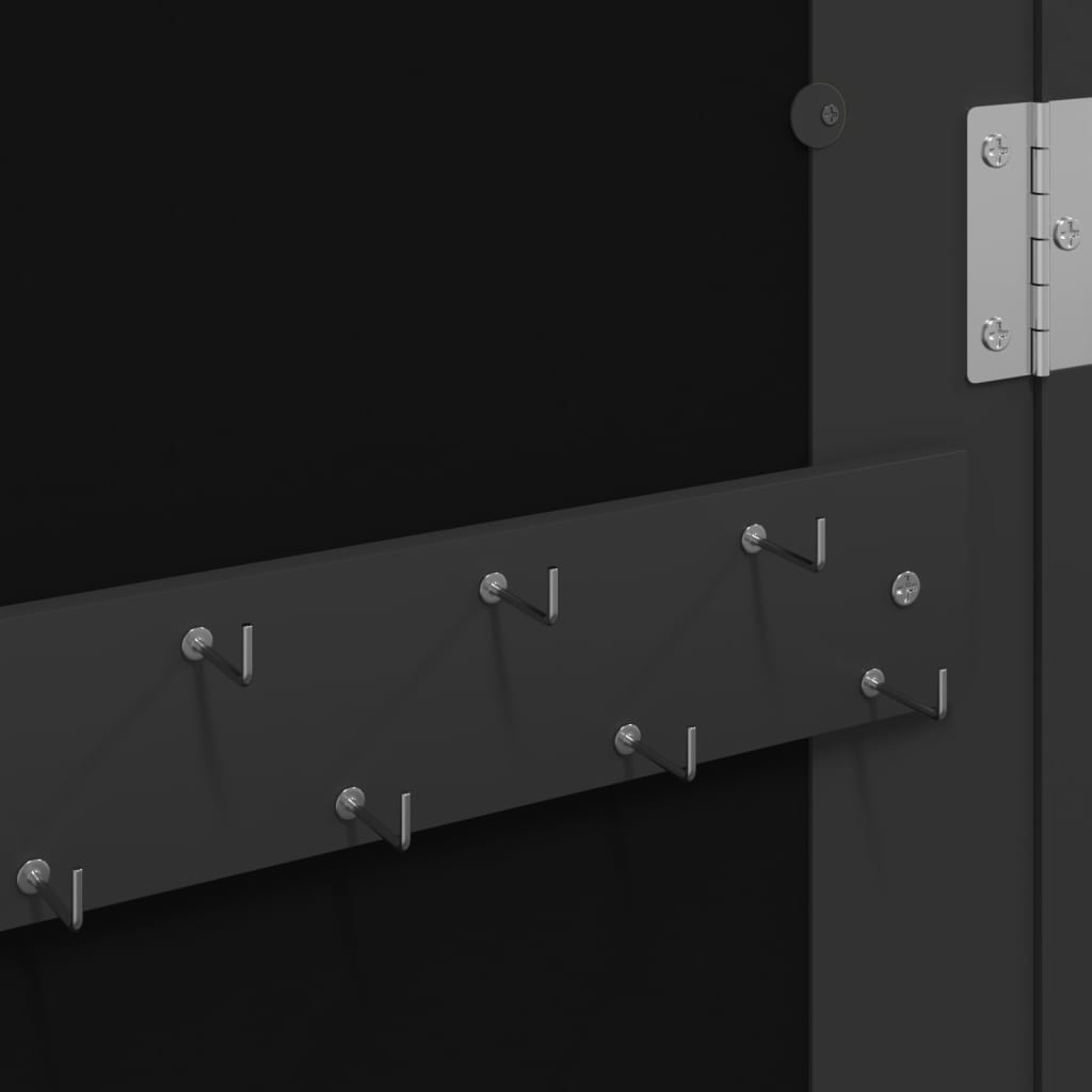 Smykkeskap Svart Vegghengt speil 30x8,5x90 cm