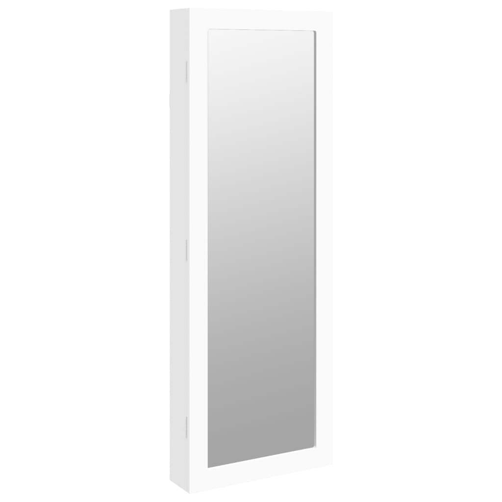 Smykkeskap Vegghengt med speil Hvit 37,5x10x106 cm