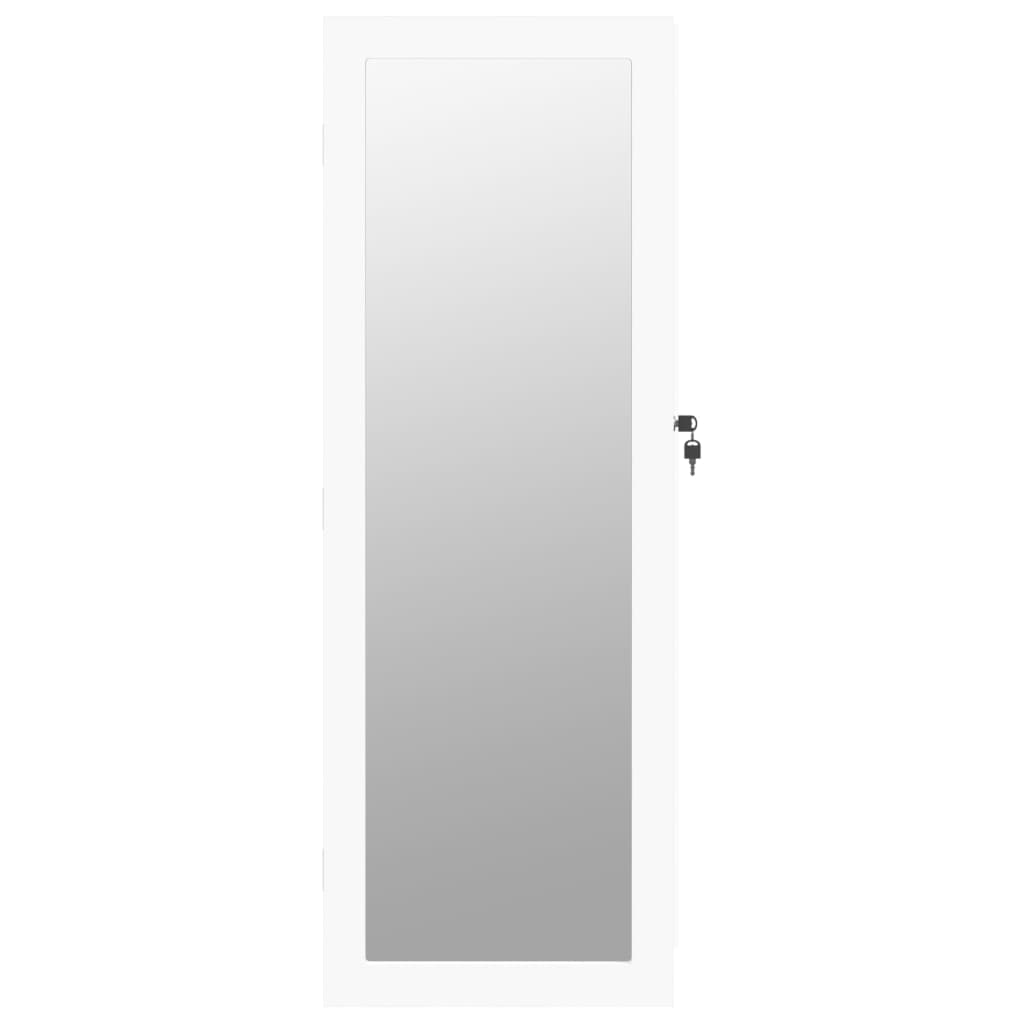 Smykkeskap Vegghengt med speil Hvit 37,5x10x106 cm