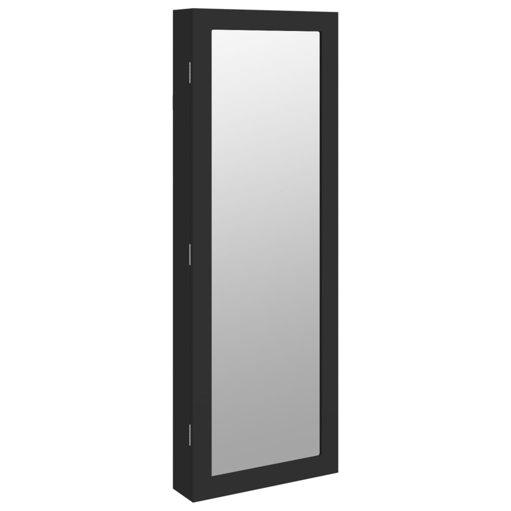 Smykkeskap Vegghengt med speil Svart 37,5x10x106 cm