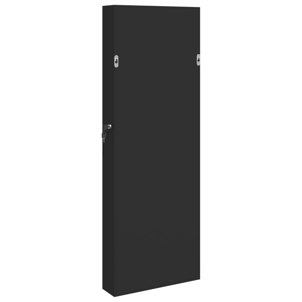 Smykkeskap Vegghengt med speil Svart 37,5x10x106 cm